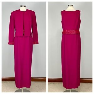 Daymor Couture Fuchsia Beaded Formal Sleeveless Dress Jacket 12